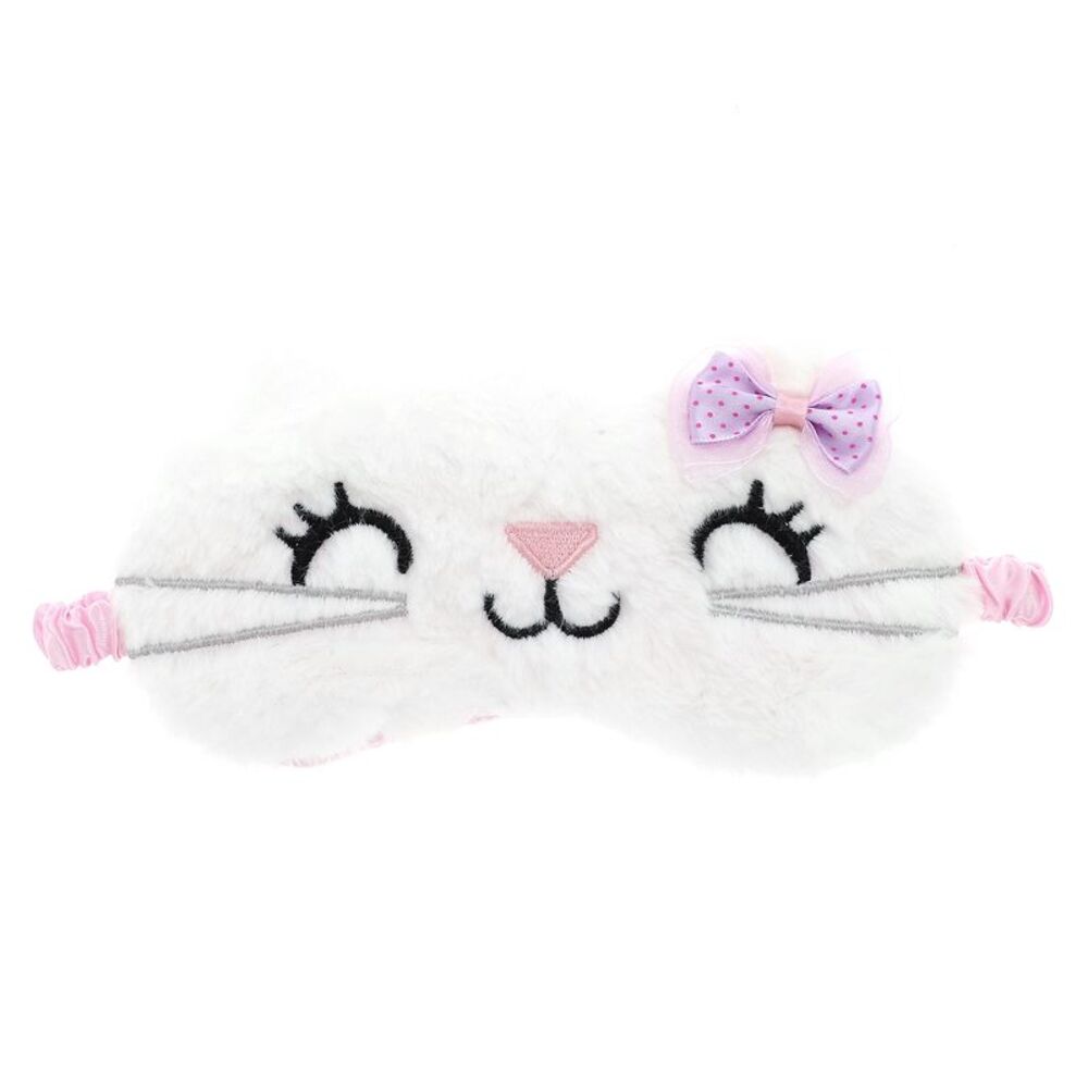 Kid's Cat Cartoon Sleep Mask White
